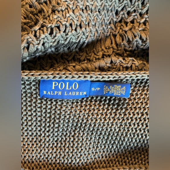 Polo Ralph Lauren Olive Loose Weave Fringe Sweater Top Size Small - Picture 9 of 10